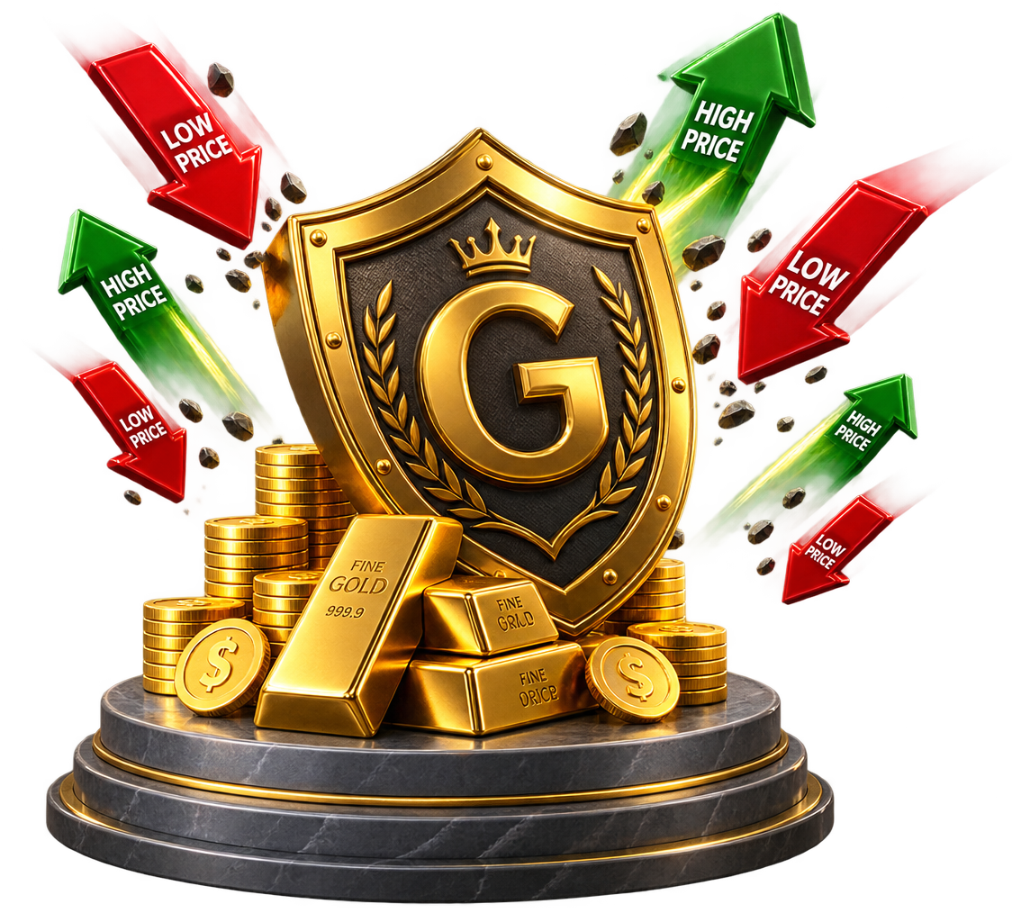 Gold shield protecting bars from price swings